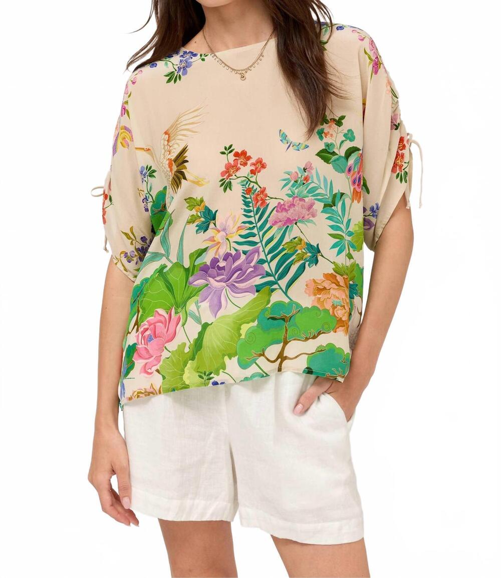 NEW JOHNNY WAS bluet drawcord sleeve blouse in thoria